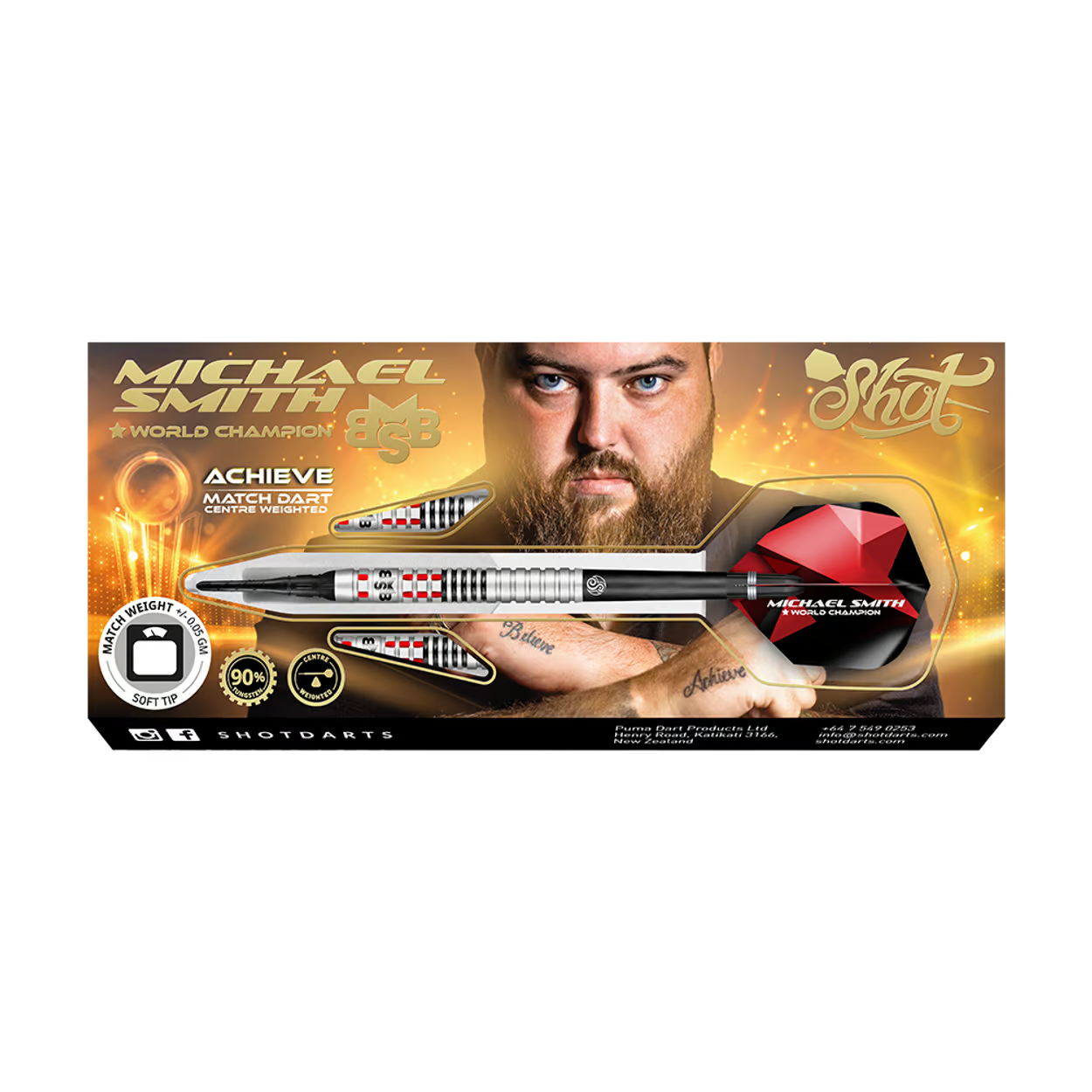 Shot Michael Smith Achieve soft tip - 18g ukupno (utezi 16g)